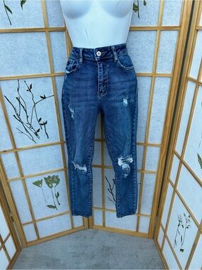 KanCan Dark Blue Distressed Boyfriend Jeans